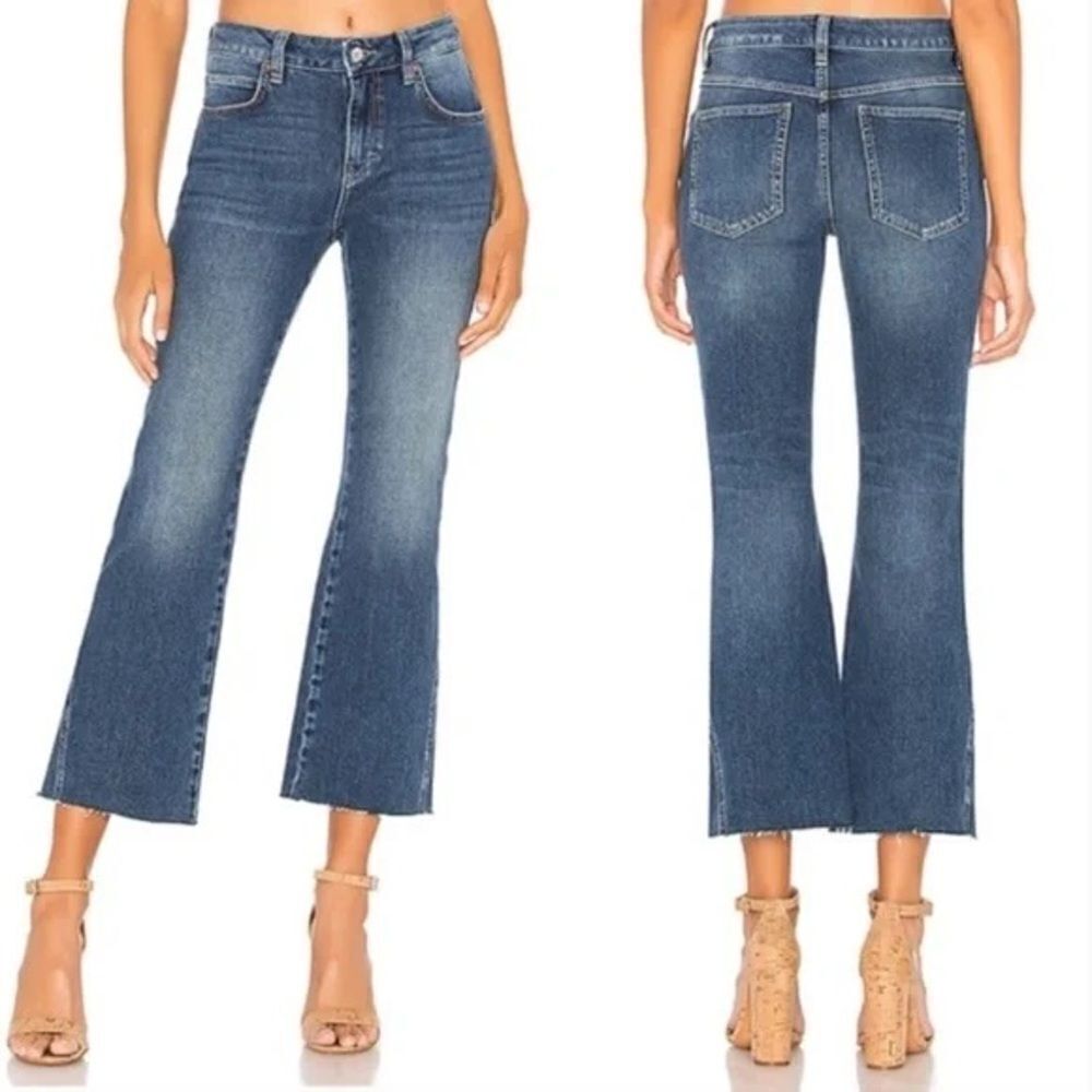 Free People Rita Crop Flare Jean in Dark Denim